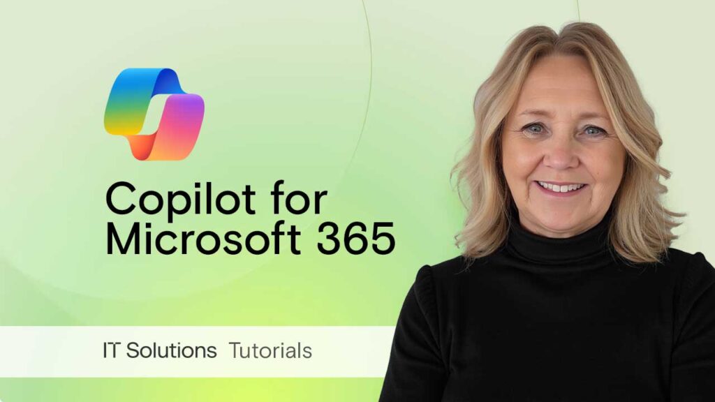 Title Card for Copilot for Microsoft 365 Training Event, with a Photo of Instructor, JoLynn Rihn