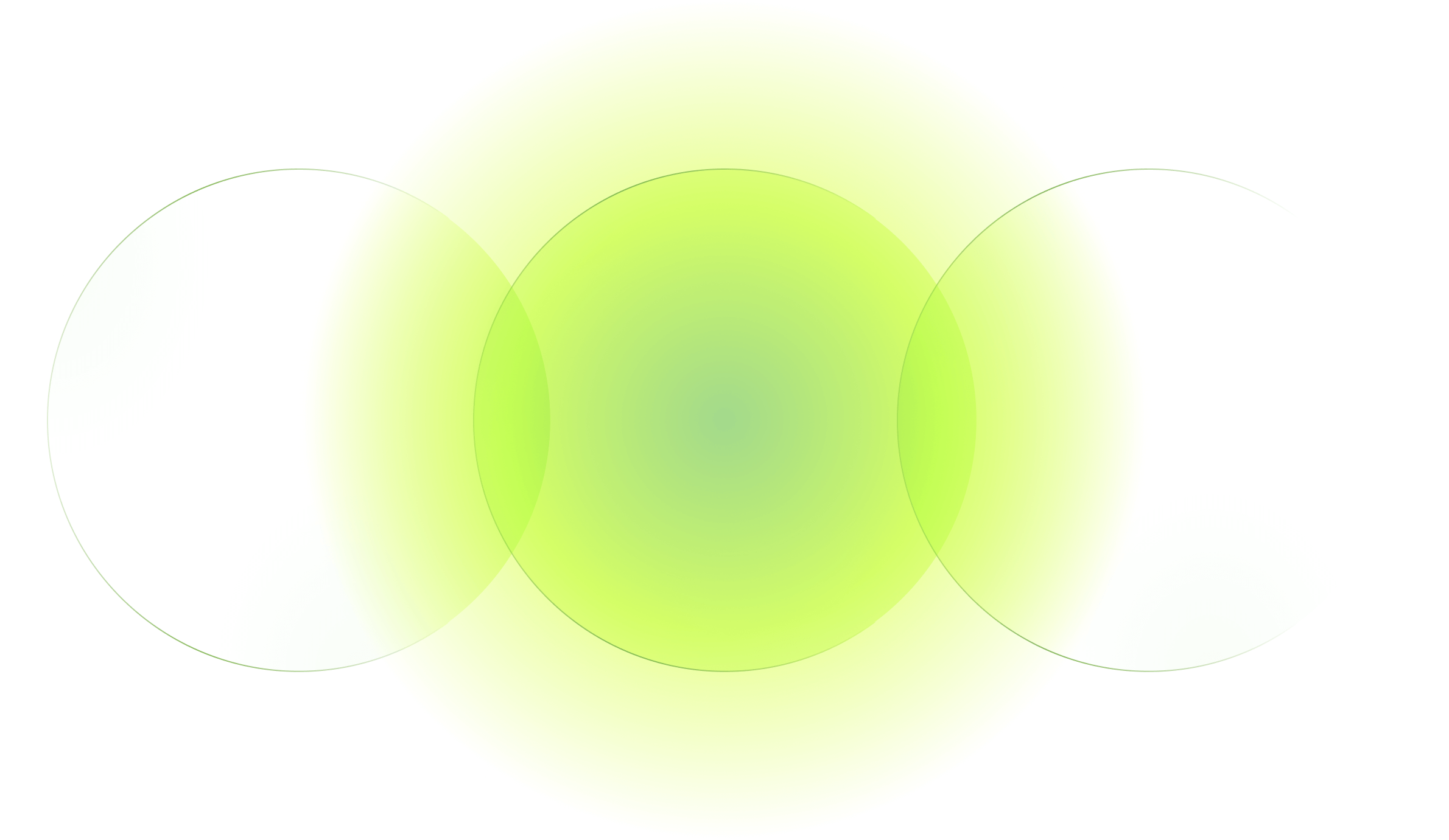 Circles overlapping in a central spotlight.