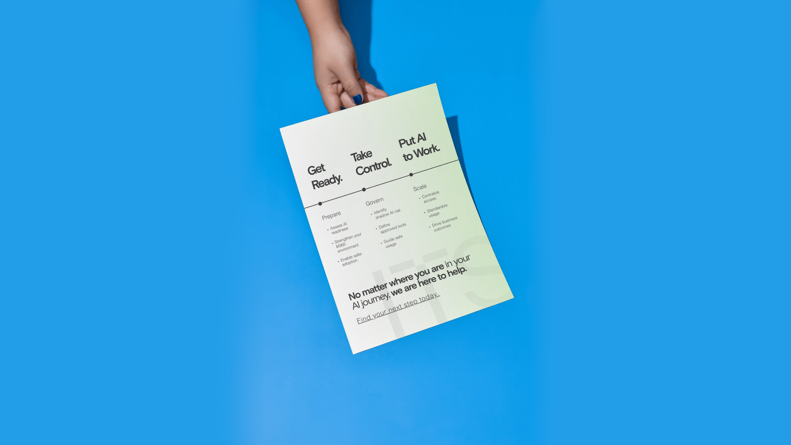 person holding ITS AI flyer.